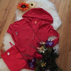 🌺LUCY Henley hooded top plus tank🌺